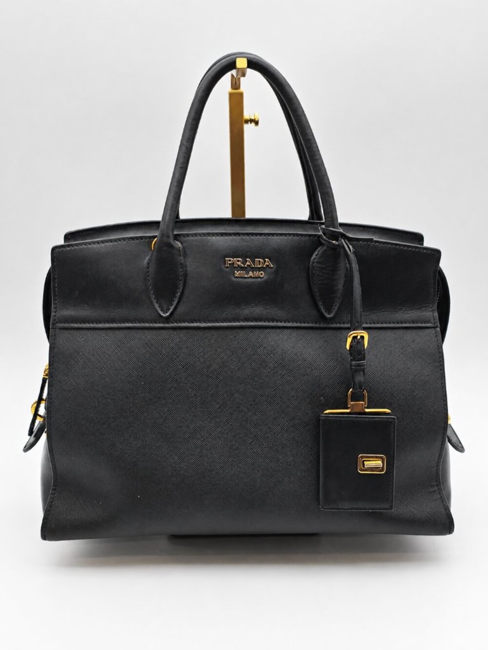 PRADA Paradigme Black Saffiano Leather Medium with Crossbody Strap